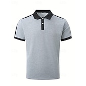 cheap Men&#039;s Classic Polo-Men&#039;s Golf Shirt Golf Polo Work Casual Lapel Short Sleeve Basic Modern Color Block Patchwork Button Spring &amp; Summer Regular Fit Wine Navy Blue sky blue Gold Beige Coffee Golf Shirt
