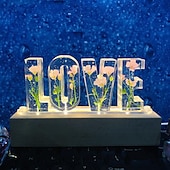 cheap Decorative Lights-Resin Letter Night Lights, Resin Dried Flower Light Birthday Gift, Personalized Flower Lamp, Name Lamp, Gift for Her, Home Decoration