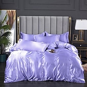 economico Set copripiumino-Set copripiumino rinfrescante 3 pezzi lenzuolo rinfrescante set biancheria da letto in raso di seta di lusso con più colori set copripiumino morbido tinta unita 1 copripiumino 2 federe
