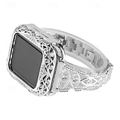 رخيصةأون عصابات Apple Watch-سوار مجوهرات متوافق مع Apple Watchband 38 مم 40 مم 41 مم 42 مم 44 مم 45 مم 49 مم بلينغ الماس قابل للتعديل متنفس ستانلس ستيل حجر كريم استبدال حزام الساعة إلى iwatch Ultra 2 Series 9 8 7 SE 6 5 4 3 2 1