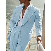 abordables Costumes décontractés-Costumes de mariage pour hommes en seersucker d&#039;été vert pomme champagne coloré uni coupe standard 2 pièces simple boutonnage deux boutons