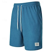 abordables Bermudas estilo casual-Hombre Pantalón corto Pantalones cortos casuales Pantalones cortos de pana Bolsillo Correa Cintura elástica Plano Comodidad Corto Festivos Playa Fin de semana Moda Casual Negro Amarillo Microelástico