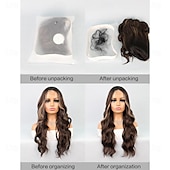 abordables Perruques synthétiques à dentelle-Perruque en dentelle synthétique Ondulé Style 26 pouce Multicolore Partie médiane Ouverte Perruque Femme Perruque Brun / Blanc
