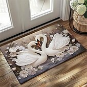 preiswerte Fußmatten-Schwanenblumen Fußmatte Küchenmatte Bodenmatte rutschfester Bereich Teppich Ölfester Teppich Indoor Outdoor Matte Schlafzimmer Dekor Badezimmermatte Eingangsbereich Teppich