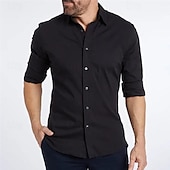 cheap Men&#039;s Non Iron Shirts-Men&#039;s Shirt Dress Shirt Button Up Shirt Plain Wedding Party Black White Pink Navy Blue Long Sleeve Lapel Spring &amp;  Fall Clothing Apparel