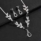 abordables Parures de Bijoux-Nuptiales Parures 2 Strass 1 Collier Boucles d&#039;Oreilles Femme Elégant Doux Adorable Géométrique Amour Précieux Parure de Bijoux Pour Mariage Cadeau