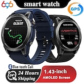 お買い得  スマートウォッチ-696 Stratos3pro スマートウォッチ 1.43 インチ スマート·ウォッチ ブルートゥース 歩数計 着信通知 睡眠サイクル計測器 と互換性があります Android iOS 男性 GPS ハンドフリーコール メッセージ受信通知 IP 67 46mmの時計ケース