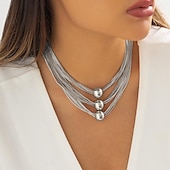 abordables Colliers-Collier Pendentif Plaqué argent Strass Femme Luxe Franges Franges Mariage Rond Colliers Tendance Pour Mariage Soirée