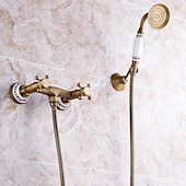 economico Rubinetti doccia-Rubinetto doccia Impostato - Docetta inclusa Stile vintage Ottone antico Esterno Valvola in ottone Bath Shower Mixer Taps