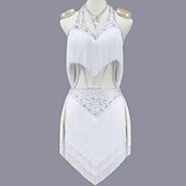 cheap Latin Dancewear-Latin Dance Dress Crystals / Rhinestones Women&#039;s Girls&#039; Performance Training Sleeveless High Stretch Yarn