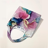 cheap Handbag &amp; Totes-Women&#039;s Large Abstract Floral Print Tote Bag – Reusable Foldable Shopping Bag with Artistic Design for Everyday Use