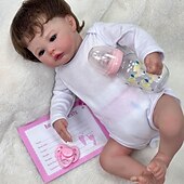 billiga Dockor-18 tum Reborn-dockor Baby- och småbarnsleksak Återfödd toddlerdocka Docka Återfödd bebisdocka Spädbarn Återfödd bebisdocka Nyfödd levande Gåva Handgjord Ogiftig 3/4 silikonlimmer och bomullsfylld