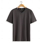 billiga Herrarnas Elite T-shirts och linnen-Herr T-shirt T-tröja Kort ärm V-hals Sommar Slät Mode Designer Klassisk Semester Gata Utekväll Svart Vit Blå Topp t-shirt för män