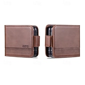 ieftine Carcasă Samsung-telefon Maska Pentru Samsung Galaxy Z Flip 7 Z Flip 6 Z Flip 5 Z Flip 4 Z Flip 3 Coperta Protectie pentru intreg corpul Loc pentru card Anti Șoc Retro PC PU piele