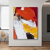 preiswerte Abstrakte Gemälde-strukturierte handgemalte Leinwand gewickelt Ölgemälde Wandkunst orange weiß schwarz abstrakte Leinwand Malerei modernes Kunstwerk Öl Hand Malerei Home Interior Rahmen fertig zum Aufhängen