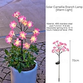 Недорогие Ландшафтные огни-светодиодный имитационный цветок на солнечной батарее, 8 режимов, светильник для газона, цветок камелии, уличный водонепроницаемый садовый светильник, вилла, парк, двор, лужайка, дорожка, ландшафтное