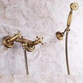 economico Rubinetti doccia-Rubinetto doccia Impostato - Docetta inclusa Stile vintage Ottone antico Esterno Valvola in ottone Bath Shower Mixer Taps