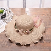 cheap Bucket Hat-Women&#039;s Hat Sun Hat Portable Sun Protection Outdoor Holiday Beach Flower Pure Color