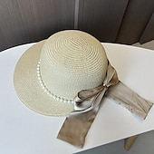 levne Party klobouky-Klobouky Doplňky do vlasů akryl / bavlna Sláma Kbelík Slamák Sluneční klobouk Ležérní Dovolená Elegantní retro S Peří Mašle Přílba Pokrývky Hlavy