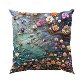 baratos estilo floral e plantas-1 pçs Veludo Cobertura de Almofada, Imprimir Simples Casual Quadrada Tradicional Clássico