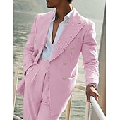 abordables Costumes décontractés-Costumes de mariage pour hommes en seersucker d&#039;été vert pomme champagne coloré uni coupe standard 2 pièces simple boutonnage deux boutons