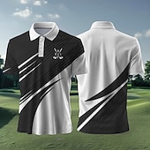 Men's Striped Sports Polo Shirts Golf Shirt Short Sleeve Polo Shirts Collared Shirts Casual Sportswear Vacation Wear Buttons 3D Print Summer Spring Black Yellow Blue 9