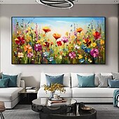 cheap Floral/Botanical Paintings-Mintura Handmade Abstract Texture Flower Oil Paintings On Canvas Wall Art Decoration Modern Picture For Home Decor Rolled Frameless Unstretched Painting