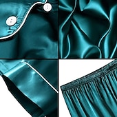 ieftine Pijamale-Bărbați Pijamale Set pijama Top și pantaloni scurți de pijama 1set Simplu Modă Stilat Clasic Casă Zilnic Pat Poliester Confort Respirabil Απαλό Rever Manșon scurt Cămașă Pantaloni Scurți Buton Talie