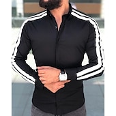 cheap Men&#039;s Button Up Shirts-Men&#039;s Shirt Summer Shirt Button Up Shirt Casual Shirt Beach Shirt Black White Red &amp; White Green Long Sleeve Color Block Lapel Hawaiian Holiday Patchwork Clothing Apparel Fashion Casual Comfortable