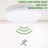 cheap Ceiling Lights &amp; Fans-Light ControlRadar Motion Sensor Light 12W 18W 6000K Wired Ceiling Light Fixture Motion Detector LED Ceiling Light Embedded Sensor Light for Corridor Staircase Food Cabinet Laundry AC220V