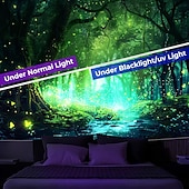 billiga Blacklight tapestries-blacklight gobeläng uv reaktiv glöd i mörkret lyktstolpe trippy dimmig natur landskap hängande gobeläng väggkonst väggmålning för vardagsrum sovrum glöd fest