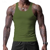 preiswerte Fitness Tank-Tops-Herren Tank Top Weste Unterhemd Ärmelloses Shirt Ärmellos Rundhalsausschnitt Frühling &amp; Sommer Einfach Mode Designer Basic Urlaub Straße Ausgehen Schwarz Weiß Wein Top T-Shirt für Herren