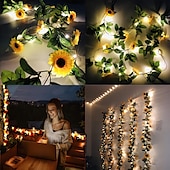 abordables Alimentación por batería-Guirnalda de luces de hadas con flores artificiales para recepción de bodas, elegante guirnalda de flores artificiales con 30 luces LED y control remoto, 8 modos, guirnalda de seda para decoración