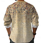 abordables Motif de plantes-Homme Chemise Chemise boutonnée manche longue Décontractées du quotidien Eté Printemps Automne Mao Imprimer Jaune