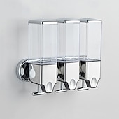cheap Bathroom Gadgets-No-Drill  Wall Mounted soap Dispenser for Bathroom and Kitchen, Shampoo and Conditioner Dispenser Drill Free with Adhesive