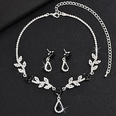 abordables Parures de Bijoux-Nuptiales Parures 2 Strass 1 Collier Boucles d&#039;Oreilles Femme Elégant Doux Adorable Géométrique Amour Précieux Parure de Bijoux Pour Mariage Cadeau