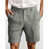 abordables Classique-Homme Shorts Shorts en Lin Robe Short Shorts d&#039;été Fermeture éclair Avec Poches Boutons Uni Confort Doux Extérieur Quotidien Sortir Mode Occasionnel Noir Blanche