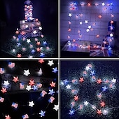 Недорогие Питание от батареек-Патриотичные светодиодные гирлянды Декор для Дня независимости 2 м 20 LED для Дня независимости 4 июля 250-й юбилей День памяти работающие от батареек звёздные огоньки праздничное украшение для дома