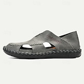 billiga Utomhussandaler-herrsandaler i läder som andas casual loafers – handgjorda sömmar sommarsandaler med öppen tå för utomhuskomfort