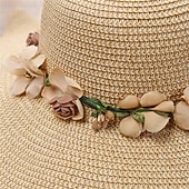cheap Bucket Hat-Women&#039;s Hat Sun Hat Portable Sun Protection Outdoor Holiday Beach Flower Pure Color