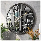 baratos Decoração de Parede-relógios de parede para sala de estar relógios de parede decorativos para decoração relógio de parede moderno espelhado com moldura de algarismos romanos relógios grandes para decoração de parede de