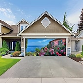 tanie Osłony drzwi garażowych-letnie wakacje na plaży baner na osłonę drzwi garażowych piękna duża dekoracja tła na zewnętrzne drzwi garażowe dekoracje ścienne domu impreza impreza parada