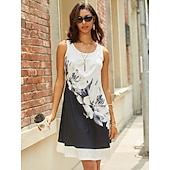 cheap Floral Dress-Women&#039;s Mini Dress Casual Dress Petite Dress T Shirt Dress Tee Dress Shift Dress Elegant Vintage Outdoor Vacation Holiday Regular Fit Floral Sleeveless Crew Neck White Pink Red Purple