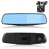 お買い得  車載DVR-バックミラードライブレコーダーデュアルレンズ4.19カーモニター1080pフロントおよびリアデュアル録画レコーダー