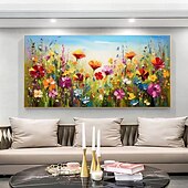 cheap Floral/Botanical Paintings-Mintura Handmade Abstract Texture Flower Oil Paintings On Canvas Wall Art Decoration Modern Picture For Home Decor Rolled Frameless Unstretched Painting