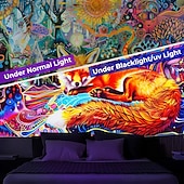 Χαμηλού Κόστους Μαύρισμα ταπετσαρία-blacklight ταπετσαρία uv αντιδραστική λάμψη στη σκοτεινή λάμψη πάρτι νέον φλαμίνγκο ζώο ψυχεδελικό trippy misty κρεμαστή ταπετσαρία τοίχου τοιχογραφία για κρεβατοκάμαρα σαλονιού