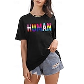 ieftine Mândrie-Tricou Cămăși Pride Curcubeu Uman Casual Stil de strada Tricou lesbiană pentru Pentru femei Adulți Ștanțare la cald pentru Halloween Carnaval Mascaradă Parada Mândriei Luna Mândriei