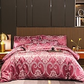 billige Dynetrekk sett-3 stk kjølende dynetrekk elegant damast stoff jacquard dynetrekk sett 3-delt dynetrekk sateng sengetøy sett fullt dynetrekk putevar(1 dynetrekk 2 putevar)