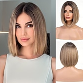baratos Perucas Sintéticas sem Touca-peruca bob frente de renda curta peruca bob fibra resistente ao calor combina perfeitamente com 12 polegadas cobre marrom marrom loiro claro loiro preto loiro