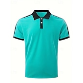 cheap Men&#039;s Classic Polo-Men&#039;s Golf Shirt Golf Polo Work Casual Lapel Short Sleeve Basic Modern Color Block Patchwork Button Spring &amp; Summer Regular Fit Wine Navy Blue sky blue Gold Beige Coffee Golf Shirt